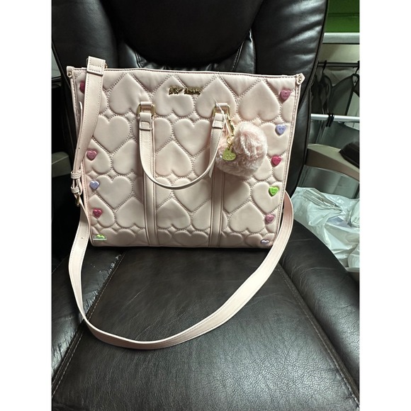Betsey Johnson‎ Pink Heart Candy Conversation Hearts Tote Bag Purse - Picture 3 of 13